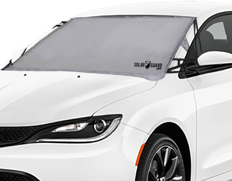 FrostGuard Sunshade for Car Windshield - Reflective Car Shades for Windshield, Blocks Damaging UV Rays - For Use on Front Window Exterior, Includes Security Flaps - Silver, Standard Size - Image 1
