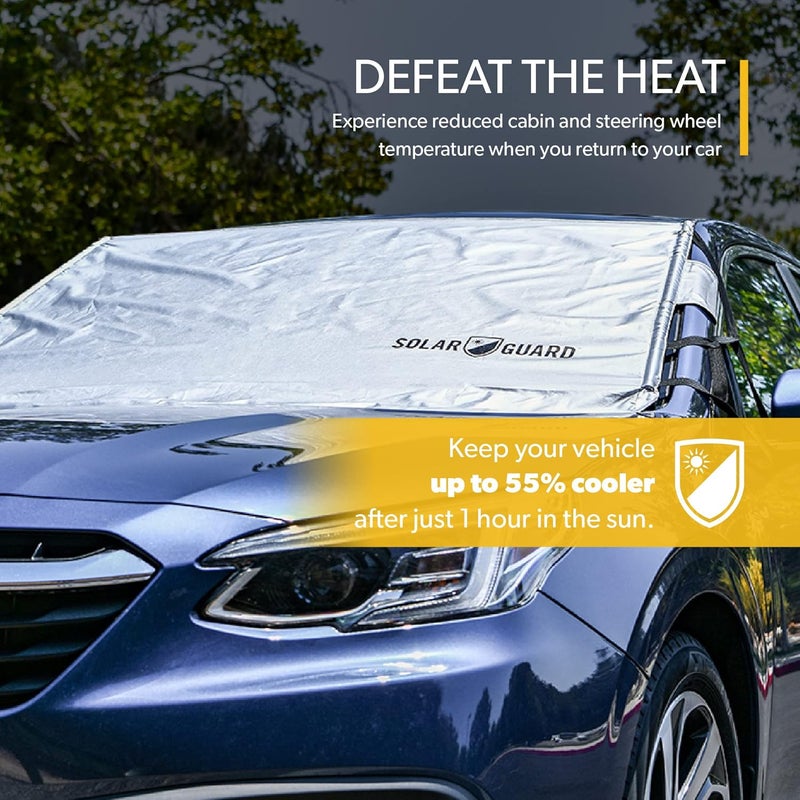 FrostGuard Sunshade for Car Windshield - Reflective Car Shades for Windshield, Blocks Damaging UV Rays - For Use on Front Window Exterior, Includes Security Flaps - Silver, Standard Size - Image 3