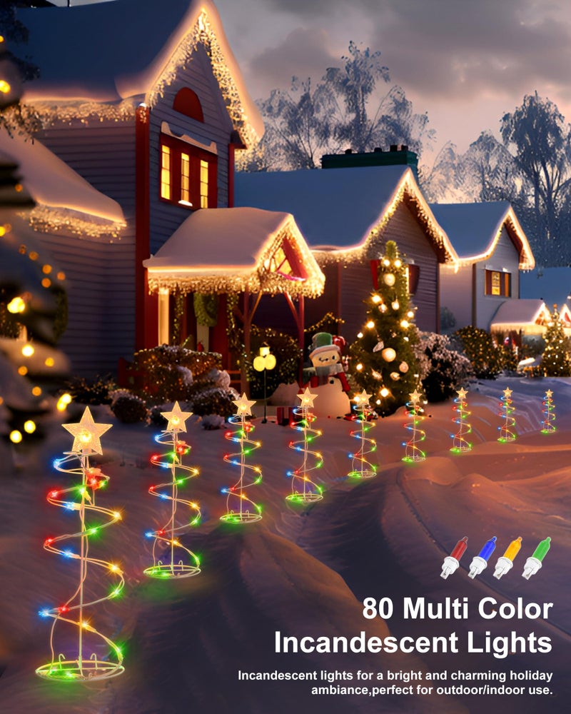 HEISOK Spiral Christmas Tree Outdoor - 4 Pack Spiral Christmas Tree Pathway Lights Waterproof - Multicolor Spiral Lighted Xmas Trees Lights for Outside Garden Yard Porch, Christmas Decorations - Image 5