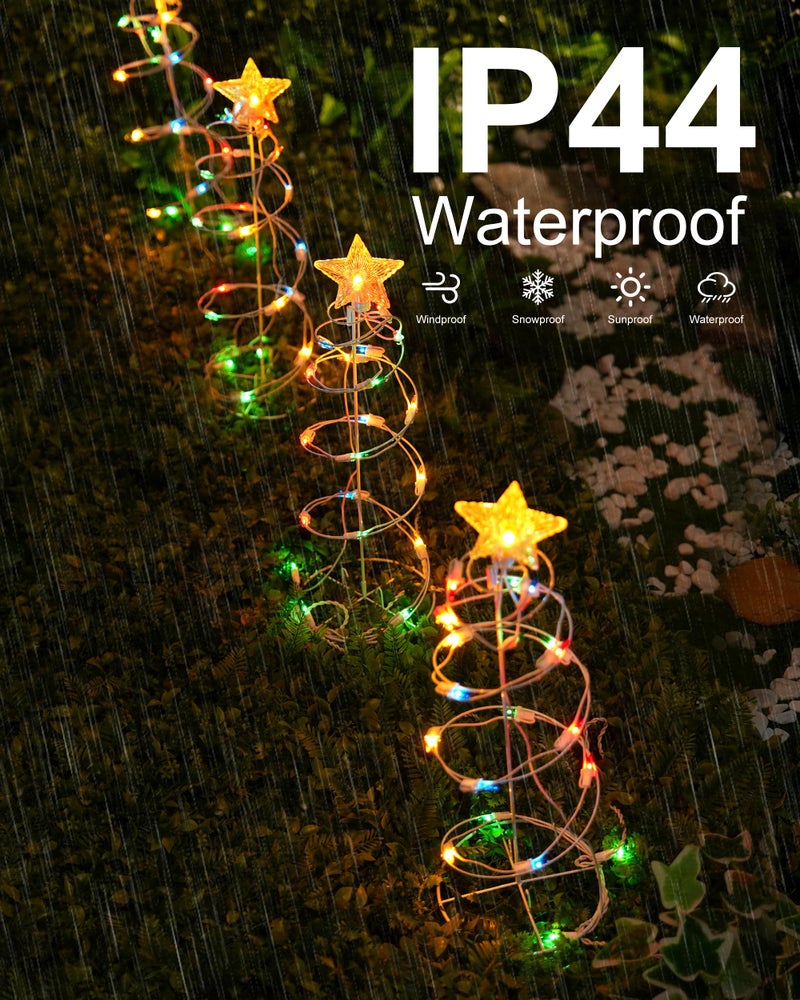 HEISOK Spiral Christmas Tree Outdoor - 4 Pack Spiral Christmas Tree Pathway Lights Waterproof - Multicolor Spiral Lighted Xmas Trees Lights for Outside Garden Yard Porch, Christmas Decorations - Image 4