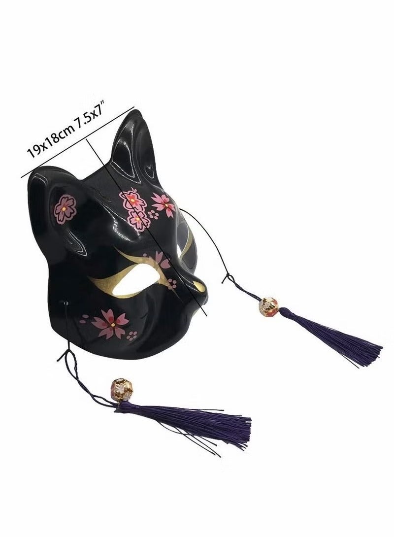Fox Mask Cosplay for Costume,Animal Cosplay Kabuki Half Face Cat Masks Masquerade Party - Image 2