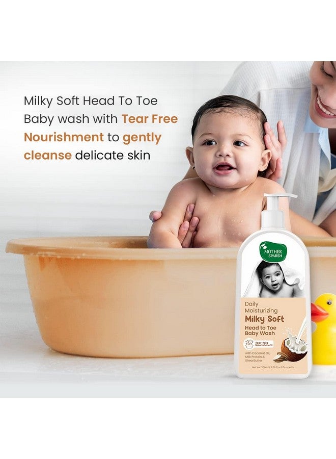 موذر سبارش غسول الجسم والشامبو الطبيعي 2 في 1 للأطفال من ميلكي سوفت من الرأس إلى القدمين - 200 مل مع بروتين الحليب وزبدة الشيا | غسول الجسم والشامبو الطبيعي 2 في 1 للأطفال بدون دموع - Image 5
