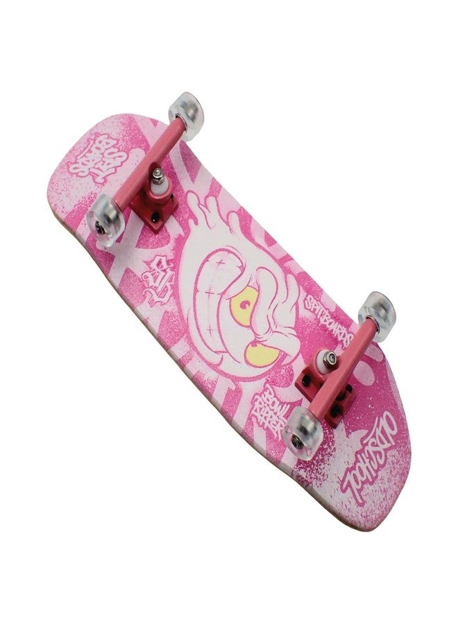SPITBOARDS® 34mm Fingerboard OLDSCHOOL Cruiser Pro Complete Setup, Pre-Assembled 5-Layer Wood, Pro Trucks, Soft Urethane 60D Bearing Wheels, Real-Wear Graphics, Lasered Foam Tape 'Oldschool Slimeball' - Image 2