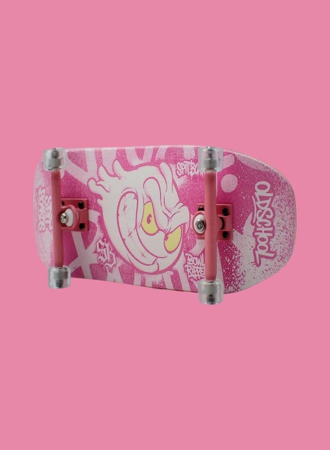 SPITBOARDS® 34mm Fingerboard OLDSCHOOL Cruiser Pro Complete Setup, Pre-Assembled 5-Layer Wood, Pro Trucks, Soft Urethane 60D Bearing Wheels, Real-Wear Graphics, Lasered Foam Tape 'Oldschool Slimeball' - Image 3