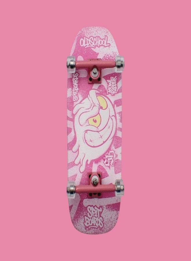 SPITBOARDS® 34mm Fingerboard OLDSCHOOL Cruiser Pro Complete Setup, Pre-Assembled 5-Layer Wood, Pro Trucks, Soft Urethane 60D Bearing Wheels, Real-Wear Graphics, Lasered Foam Tape 'Oldschool Slimeball' - Image 4