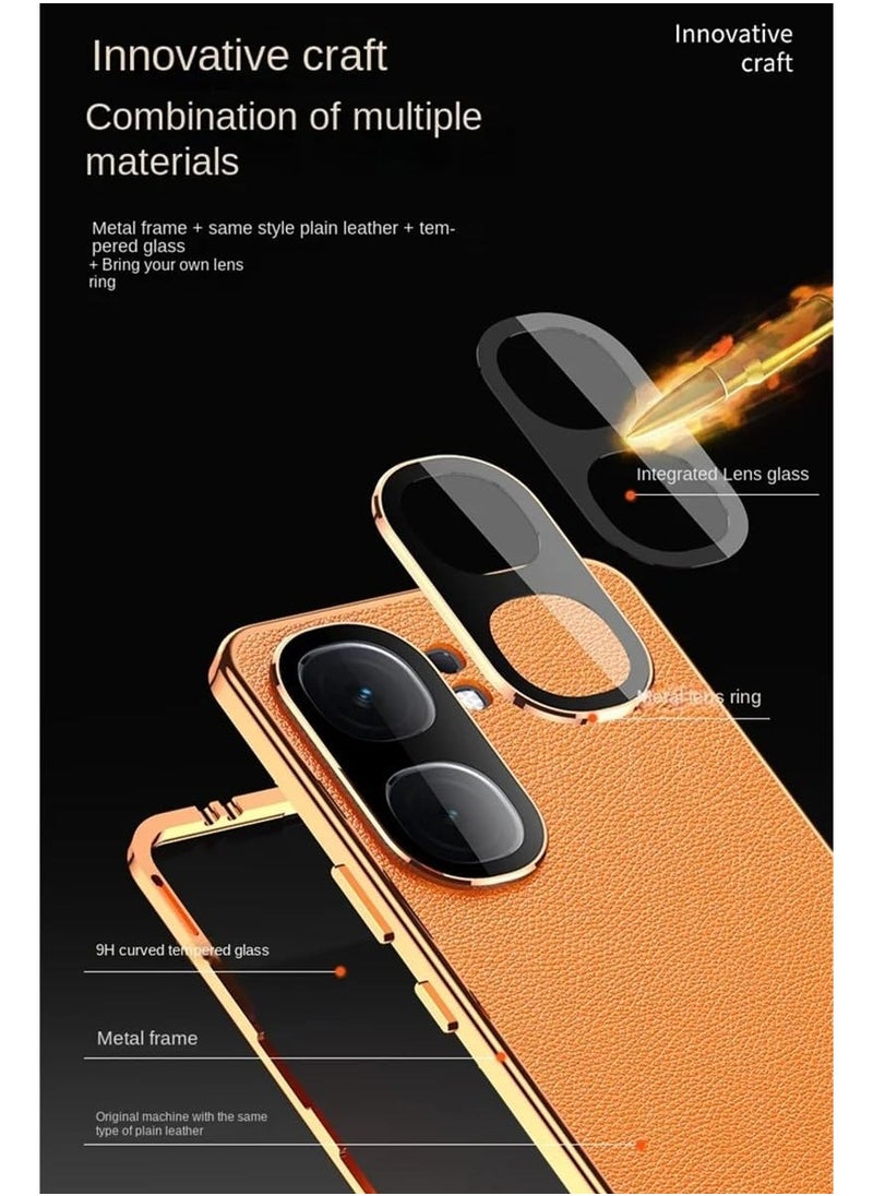 General - Case Compatible with IQOO NEO 9, Magnetic Adsorption Lens Protector 360 Full Body Aluminum Frame Premium Leather Hybrid Tempered Glass Cover for IQOO NEO 9 - Image 1