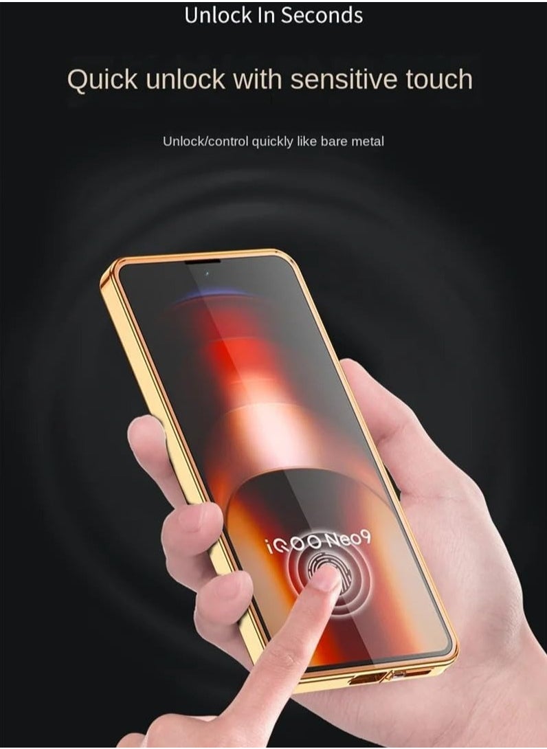 General - Case Compatible with IQOO NEO 9, Magnetic Adsorption Lens Protector 360 Full Body Aluminum Frame Premium Leather Hybrid Tempered Glass Cover for IQOO NEO 9 - Image 1