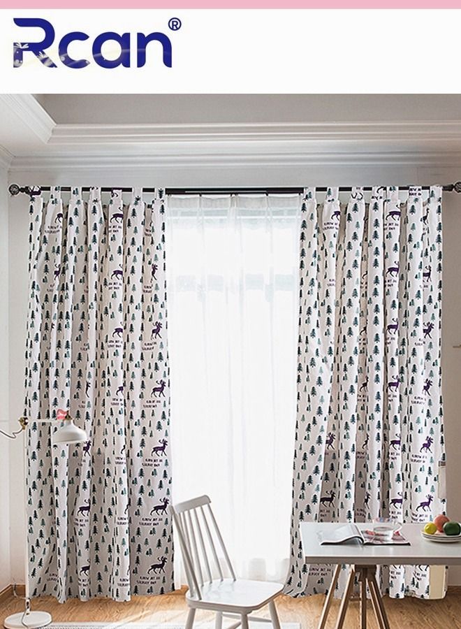 Rcan 1 Piece European Style Children's Room Cute Cartoon Printing Blackout Cotton Curtains School Dormitory Bedroom Living Room Balcony Small Window Blackout Cloth - Image 1