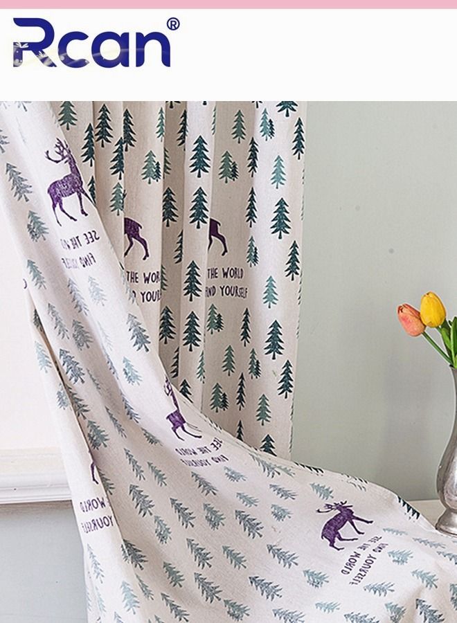 Rcan 1 Piece European Style Children's Room Cute Cartoon Printing Blackout Cotton Curtains School Dormitory Bedroom Living Room Balcony Small Window Blackout Cloth - Image 4