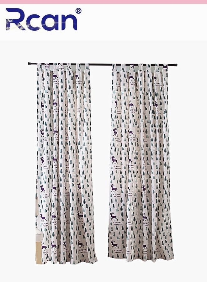 Rcan 1 Piece European Style Children's Room Cute Cartoon Printing Blackout Cotton Curtains School Dormitory Bedroom Living Room Balcony Small Window Blackout Cloth - Image 2