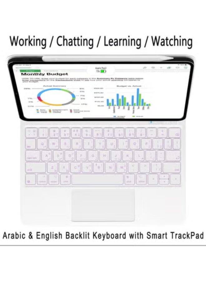 AROAQ Arabic Magic Keyboard for Apple iPad 10th Gen 10.9 inch with Magnetic Back Cover, Smart Trackpad Backlit Keyboard Case for iPad 10th Generation Accessories - Image 3