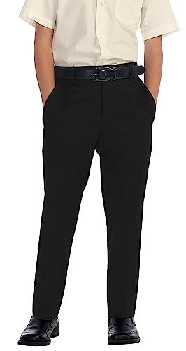 Gioberti Boys Flat Front Dress Pants, Black, 6 - Image 1