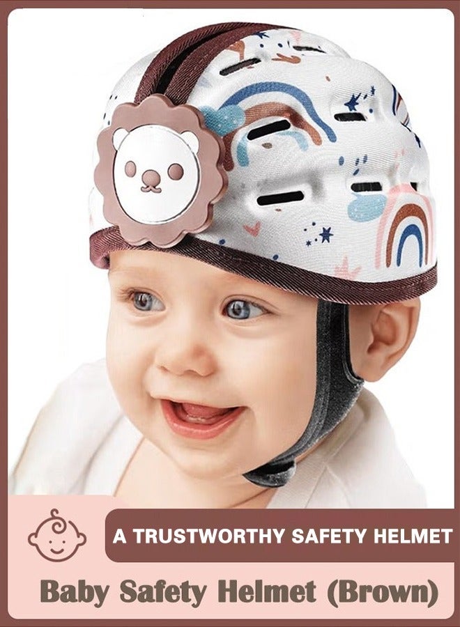 Baby Safety Helmet, Breathable Baby Head Protector for Crawling and Walking, Infant Soft Helmet, Anti-Collision, Ultra-Lightweight, Expandable and Adjustable Age 6m-24m (Brown Lion) - Image 1
