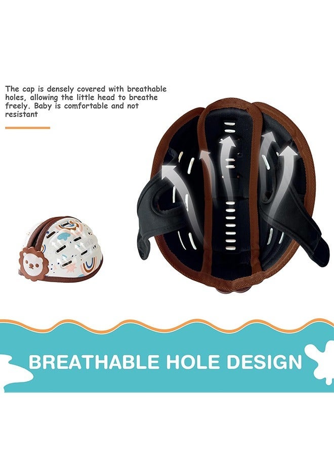 Baby Safety Helmet, Breathable Baby Head Protector for Crawling and Walking, Infant Soft Helmet, Anti-Collision, Ultra-Lightweight, Expandable and Adjustable Age 6m-24m (Brown Lion) - Image 4