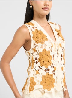 Ginger Knitted Crochet Tie Up Vest  - Image 3