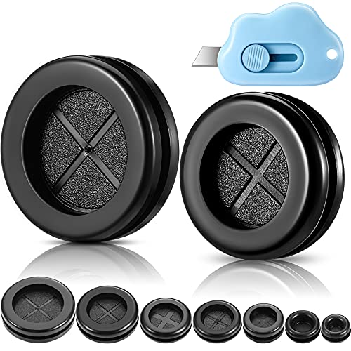 Outus Round Rubber Plug Hole Grommet Kit 7 Sizes Black Double Sided Electrical Firewall Gasket Kit with Retractable Box Knife for Protecting Cable Wire Hole Plug Assortment Automotive Supply (52 Pieces) - Image 1