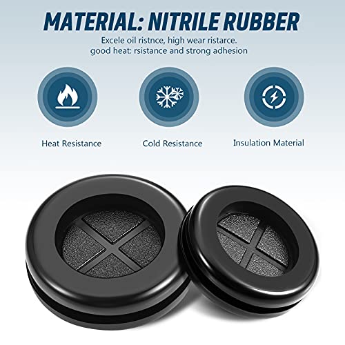 Outus Round Rubber Plug Hole Grommet Kit 7 Sizes Black Double Sided Electrical Firewall Gasket Kit with Retractable Box Knife for Protecting Cable Wire Hole Plug Assortment Automotive Supply (52 Pieces) - Image 3