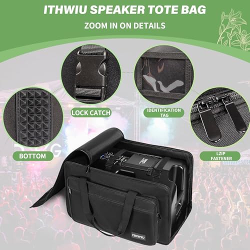 ITHWIU Speaker Carrying Bag with Thickened Sponge for Compact 8" Speaker Cabinets; Heavy-Duty Fits QSC K8, Yamaha DXR8 and more (IT-TOTE8), Black - Image 4