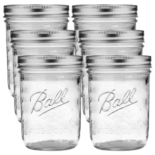 Ball Wide Mouth Glass Mason Jars with Lids and Bands, Used for Canning, Pickling, Juice, Jam, Jelly, Pint Size 16 Ounce (Pack of 6) - Image 1
