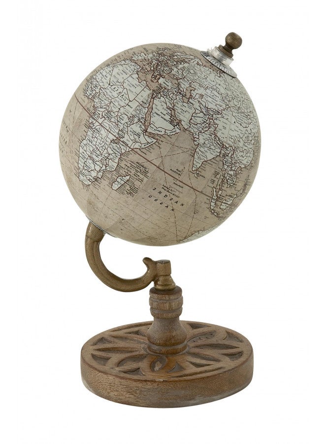 Deco 79 Wood Globe, 5" x 5" x 9", Beige - Image 1