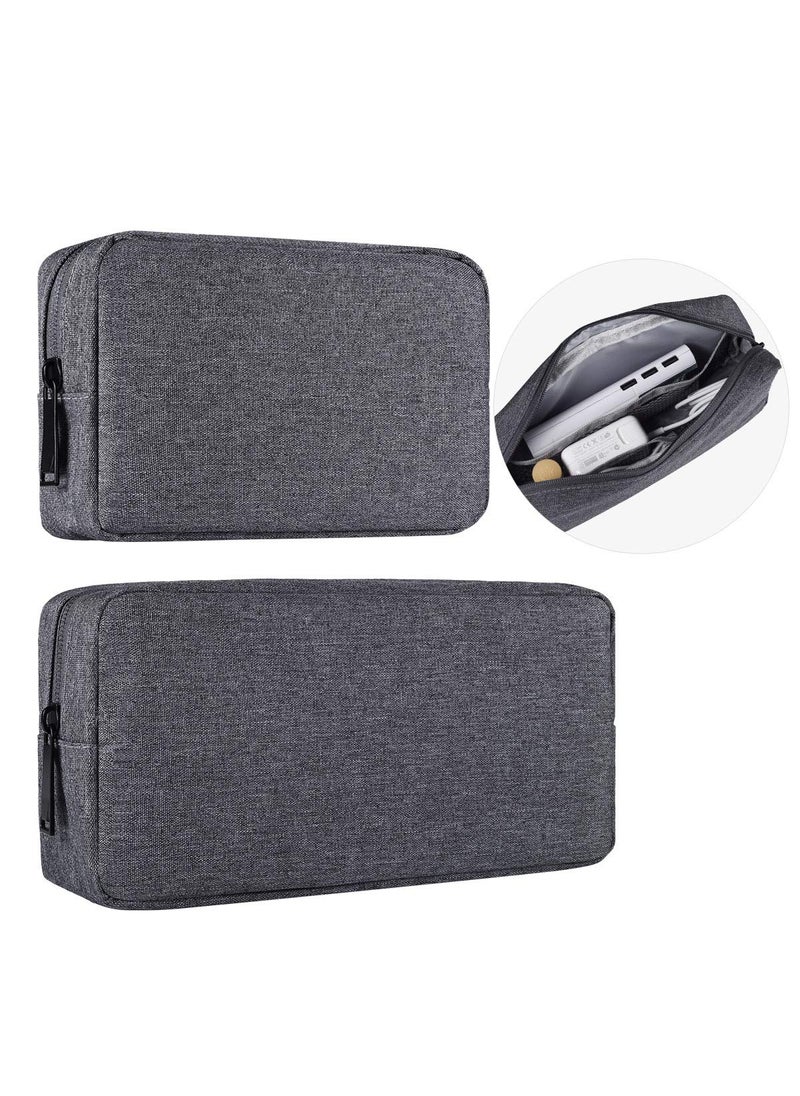 imComor Universal Electronics Accessories Carrying Case 2PCS Big  Small Portable Storage Pouch Cosmetic Bag Cable Organizer Compatible Hard Drive Mouse Power Bank Adapter Cellphone Space Gray 