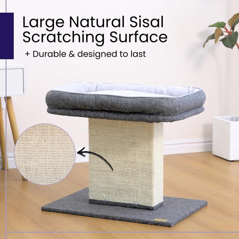 Catry Mellow 2-Level 19" Cat Tree with Large Washable Replaceable Bed, Big Sisal Post, Quick Assembly, Built to Last, Ideal for Small to Large Cats, Grey - Image 5