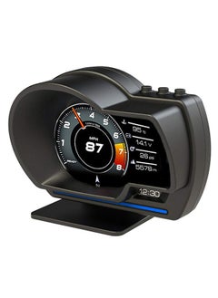 Car HUD Head-Up Display – OBD2 & GPS Dual System, Digital Speedometer, Fault Code Reader, Real-Time Data, RPM, Water Temperature, Voltage, Fuel Monitoring, Overspeed & Brake Alarm, HD LCD Screen, Dashboard or Windshield Mounting