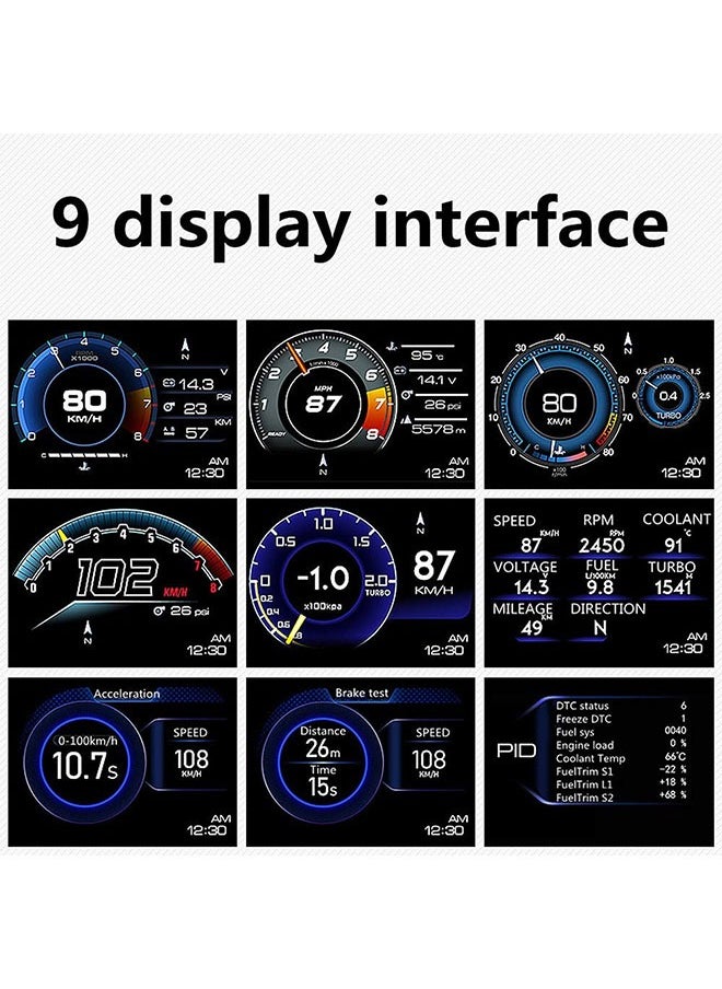 DAREU - Car HUD Head-Up Display – OBD2 & GPS Dual System, Digital Speedometer, Fault Code Reader, Real-Time Data, RPM, Water Temperature, Voltage, Fuel Monitoring, Overspeed & Brake Alarm, HD LCD Screen, Dashboard or Windshield Mounting - Image 1