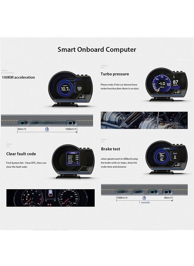 DAREU - Car HUD Head-Up Display – OBD2 & GPS Dual System, Digital Speedometer, Fault Code Reader, Real-Time Data, RPM, Water Temperature, Voltage, Fuel Monitoring, Overspeed & Brake Alarm, HD LCD Screen, Dashboard or Windshield Mounting - Image 1