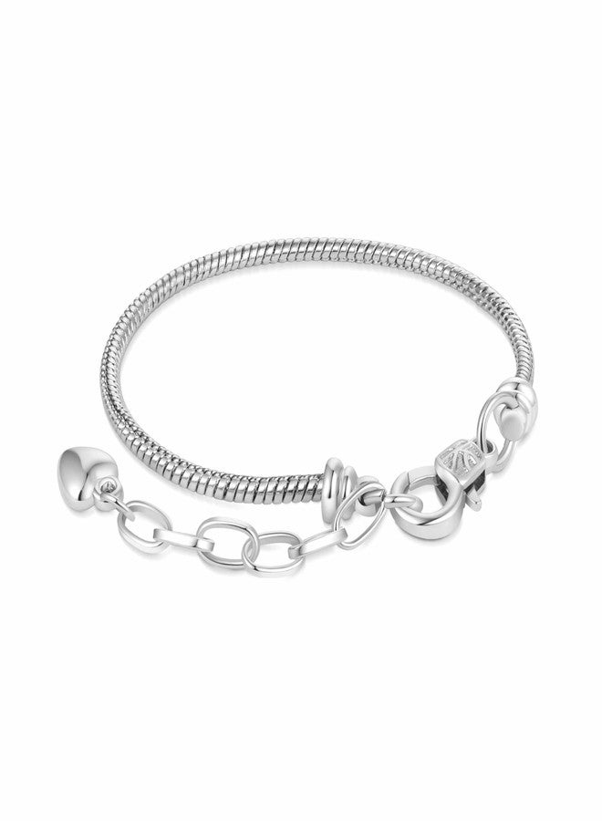 جنوس سوار GNOCE قابل للتعديل مع سلسلة أمان، مصنوع من الفولاذ المقاوم للصدأ، بتصميم سلسلة ثعبان، سوار معدني أساسي مزين بتعليقة على شكل قلب، سوار بولو يمكنك صنعه بنفسك - Image 1