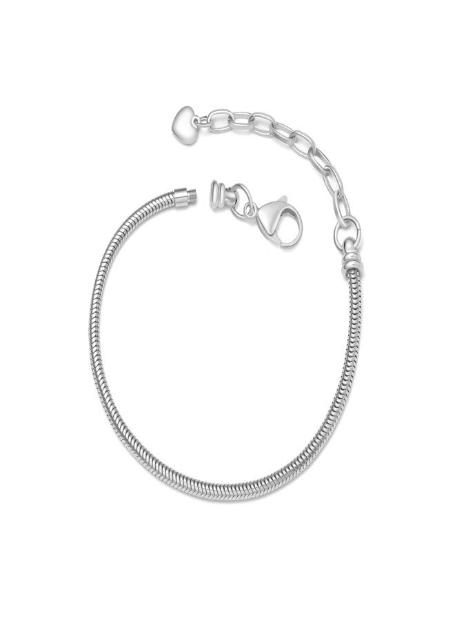 جنوس سوار GNOCE قابل للتعديل مع سلسلة أمان، مصنوع من الفولاذ المقاوم للصدأ، بتصميم سلسلة ثعبان، سوار معدني أساسي مزين بتعليقة على شكل قلب، سوار بولو يمكنك صنعه بنفسك - Image 2