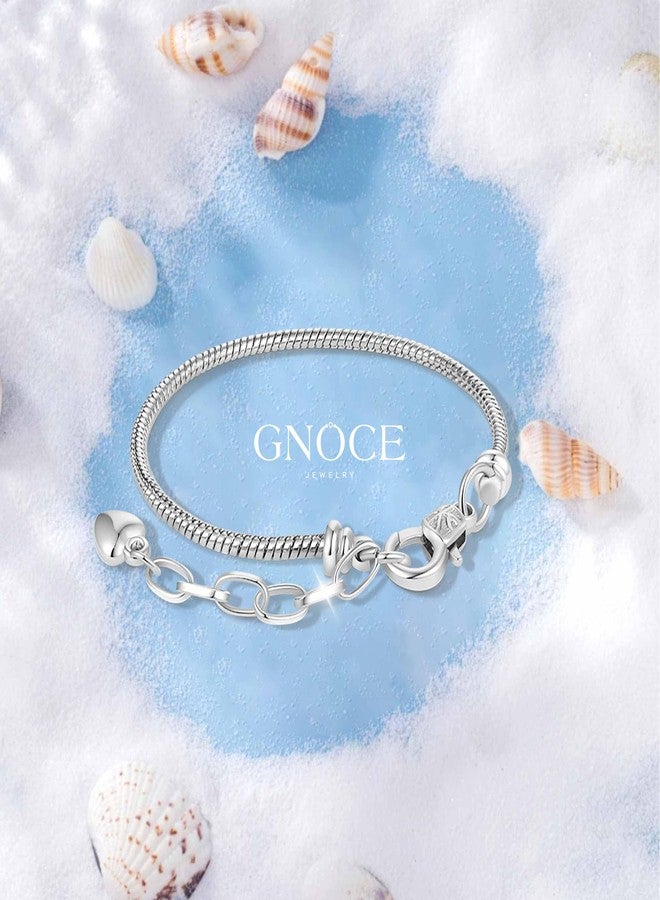 جنوس سوار GNOCE قابل للتعديل مع سلسلة أمان، مصنوع من الفولاذ المقاوم للصدأ، بتصميم سلسلة ثعبان، سوار معدني أساسي مزين بتعليقة على شكل قلب، سوار بولو يمكنك صنعه بنفسك - Image 3