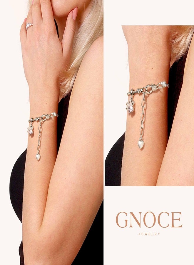 جنوس سوار GNOCE قابل للتعديل مع سلسلة أمان، مصنوع من الفولاذ المقاوم للصدأ، بتصميم سلسلة ثعبان، سوار معدني أساسي مزين بتعليقة على شكل قلب، سوار بولو يمكنك صنعه بنفسك - Image 4