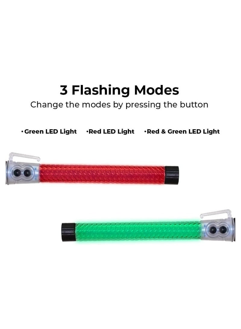 Berry Compact LED Traffic Safety Wand – Green & Red Flashing Light with Rechargeable Battery | Road Safety Warning Baton - Image 2