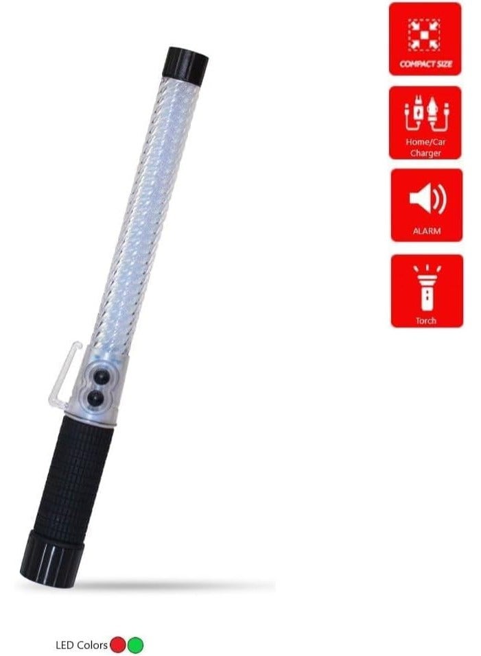 Berry Compact LED Traffic Safety Wand – Green & Red Flashing Light with Rechargeable Battery | Road Safety Warning Baton - Image 3