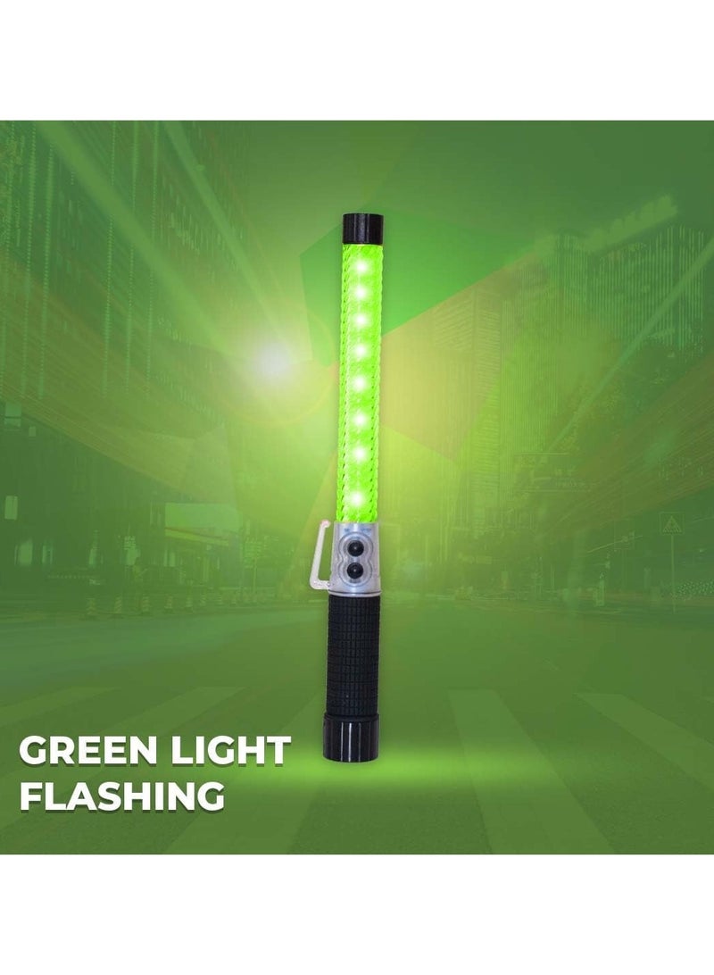 Berry Compact LED Traffic Safety Wand – Green & Red Flashing Light with Rechargeable Battery | Road Safety Warning Baton - Image 4