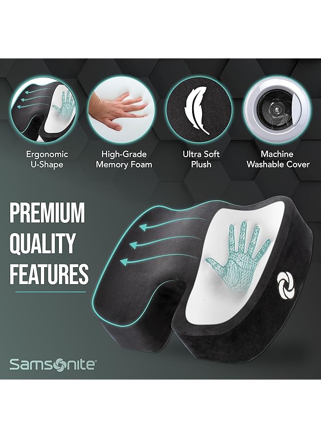 Samsonite , Orthopedic Seat Cushion For Office Chair Or Car Seat [High Grade - Memory Foam], Versatile Supportive Pillow With Soft Plush Cover [2.75" Thickness], Black - Image 5