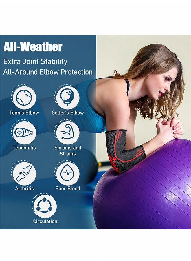 JIAROU 2 Pack Elbow Brace-Adjustable Support，Elbow Compression Sleeve Wraps Pads for Tendonitis Arthritis Bursitis, Reduce Joint Pain During Tennis Volleyball Baseball Weightlifting Golfers Workout(Red) - Image 4