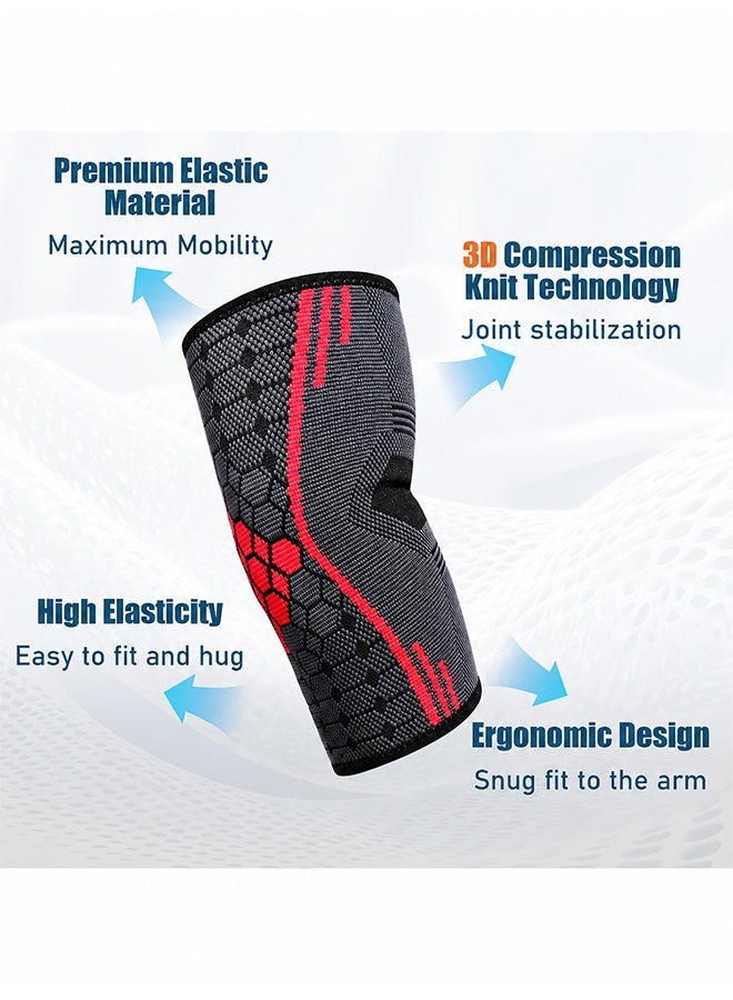 JIAROU 2 Pack Elbow Brace-Adjustable Support，Elbow Compression Sleeve Wraps Pads for Tendonitis Arthritis Bursitis, Reduce Joint Pain During Tennis Volleyball Baseball Weightlifting Golfers Workout(Red) - Image 3