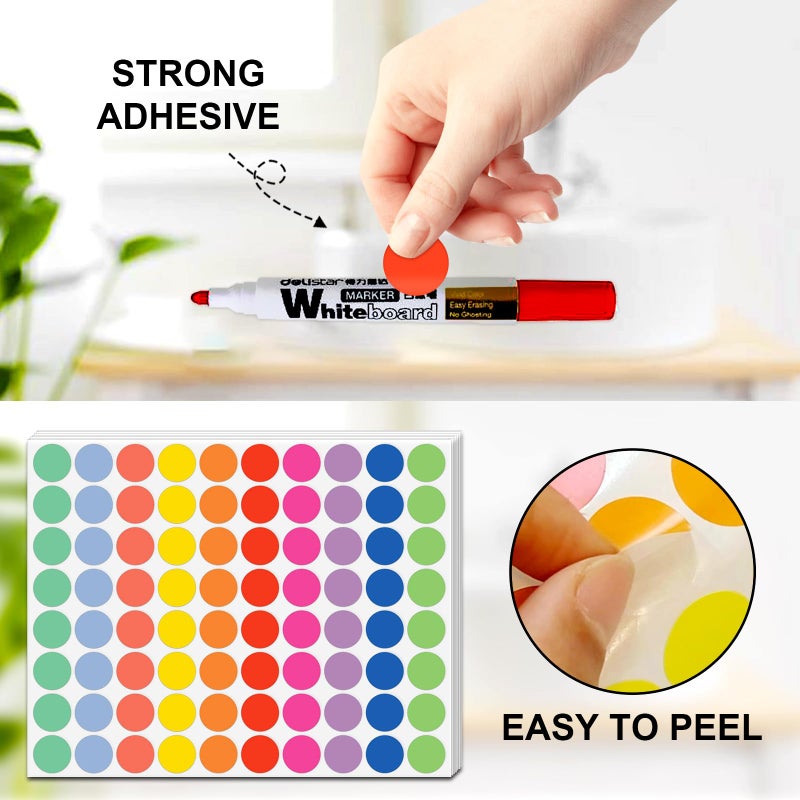 Misofuki 10 Different Colored Circle Dot Stickers for Toddlers Kids 3/4 Inch 1600 Pcs, Misofuki 20 Assorted Blank Garage Sale Price Stickers Sheets for Classroom Student Home, Round Color Coding Label Stickers - Image 3