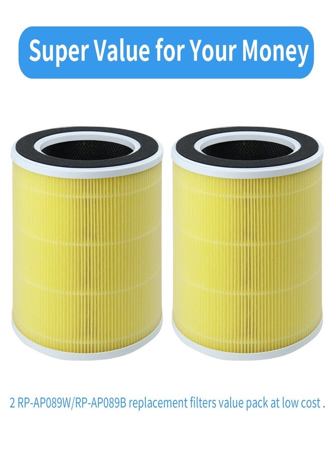 XBWW 2 Packs Replacement Filter for RENPHO RP-AP089W RP-AP089B AP-089 AP-089S Air Cleaner Purifier, Part # RP-AP089-F1 RP-AP089-F1-2 - Image 5