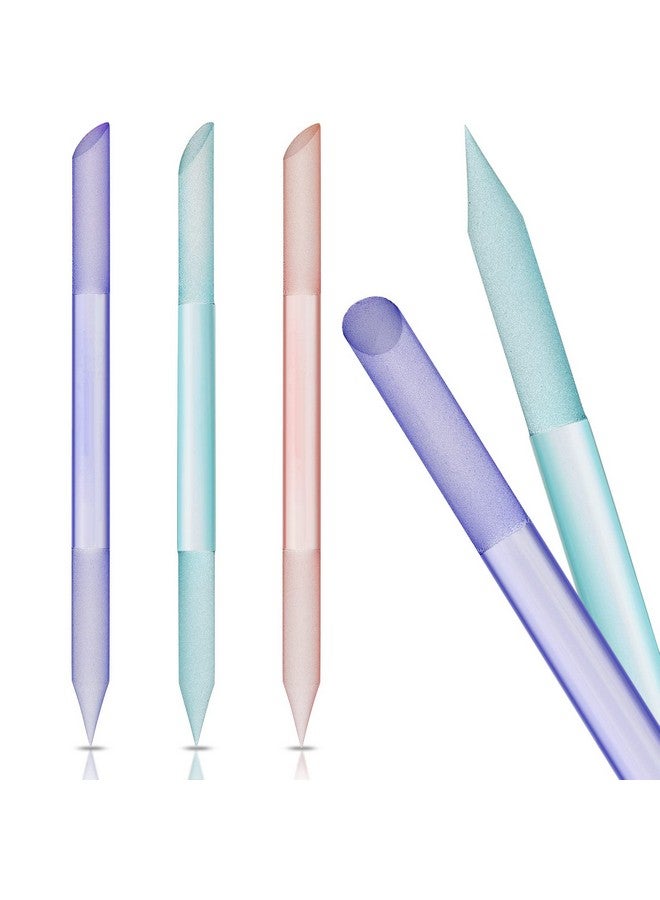 Mudder 3 Pieces Glass Cuticle Pusher Cuticle Remover Glass Nail File Dual Ended Manicure Pedicure Tools For Nails And Cuticles Care (Pink Purple Blue) - Image 1