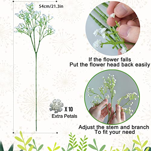 JIFTOK Babys Breath Artificial Flowers, 24 Pcs Fake Flowers Gypsophila Bouquet Fall Flowers Artificial for Decoration, Real Touch Silk Flower for Wedding Christmas DIY Party Home Garden Office(White) - Image 5