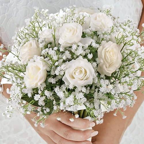 JIFTOK Babys Breath Artificial Flowers, 24 Pcs Fake Flowers Gypsophila Bouquet Fall Flowers Artificial for Decoration, Real Touch Silk Flower for Wedding Christmas DIY Party Home Garden Office(White) - Image 2
