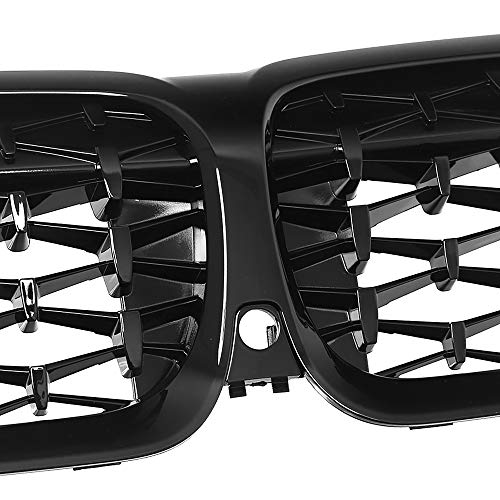 SNA G20 Grill, Diamond Front Kidney Grille for 2019-2022 BMW 3 Series G20 (ABS Gloss Black Grill) - Image 4