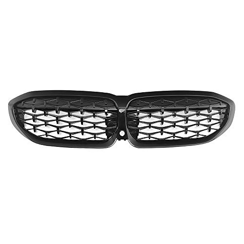 SNA G20 Grill, Diamond Front Kidney Grille for 2019-2022 BMW 3 Series G20 (ABS Gloss Black Grill) - Image 2