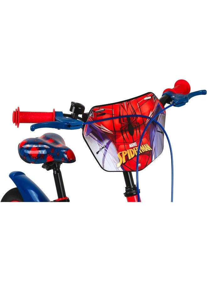Spartan | 16" Marvel Spiderman Super Spidey Bicycle for Kids Training Wheels, Front Plate, Chain Guard, Coaster Brake, Adjustable Seat & Handlebar, Superhero Graphics Ages 58 Red/Blue (SP-3216) | Red/Blue - Image 2
