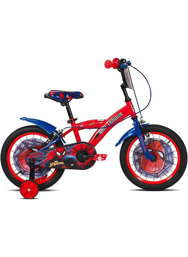 Spartan | 16" Marvel Spiderman Super Spidey Bicycle for Kids Training Wheels, Front Plate, Chain Guard, Coaster Brake, Adjustable Seat & Handlebar, Superhero Graphics Ages 58 Red/Blue (SP-3216) | Red/Blue - Image 3