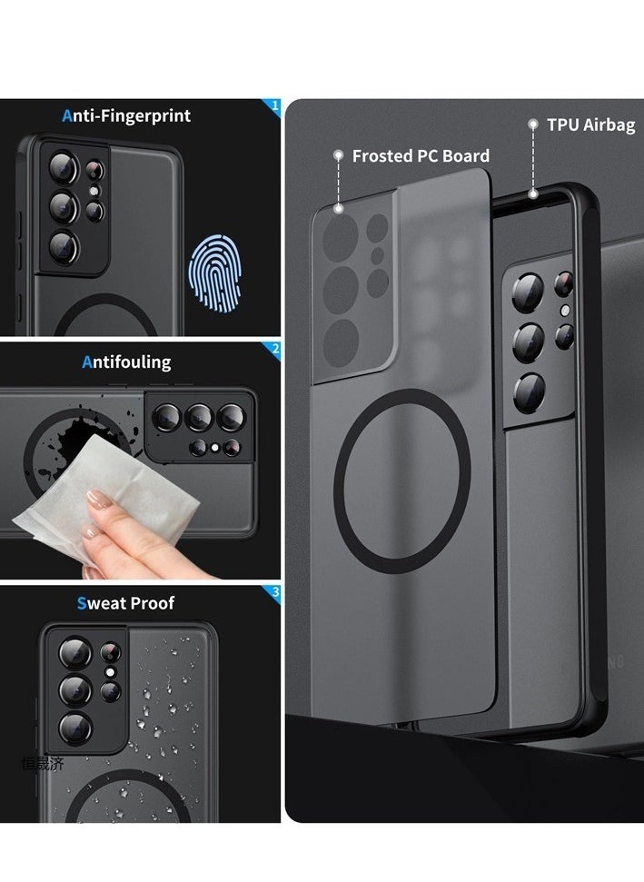 TEAM LUXURY - Samsung Galaxy S24Ultra Case, Slide Camera Cover, Built in Rotate Ring Kickstand, Heavy Duty Shockproof Protective Case - Image 1