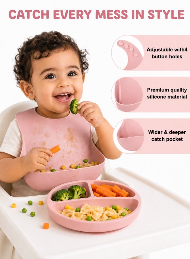 Soft Touch 7 Pcs Baby Feeding Set Silicone Toddler Self Feeding Set Toddler Led Weaning Utensils Set - Image 5